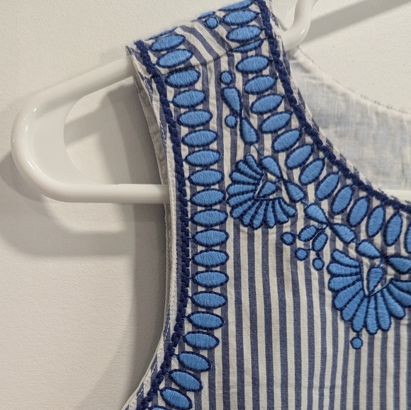 NWT Vineyard Vines Dress Embroidered Cisco Swing Dress Blue White Stripe, Sz 0 - Picture 2 of 9